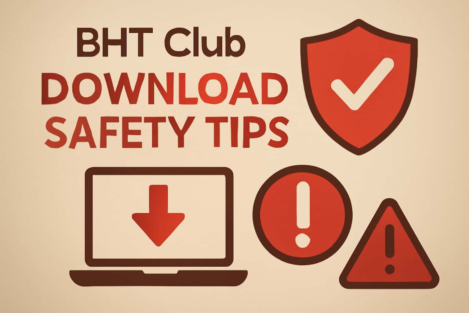 An informative depiction of safe downloading practices for the BHT Club app.