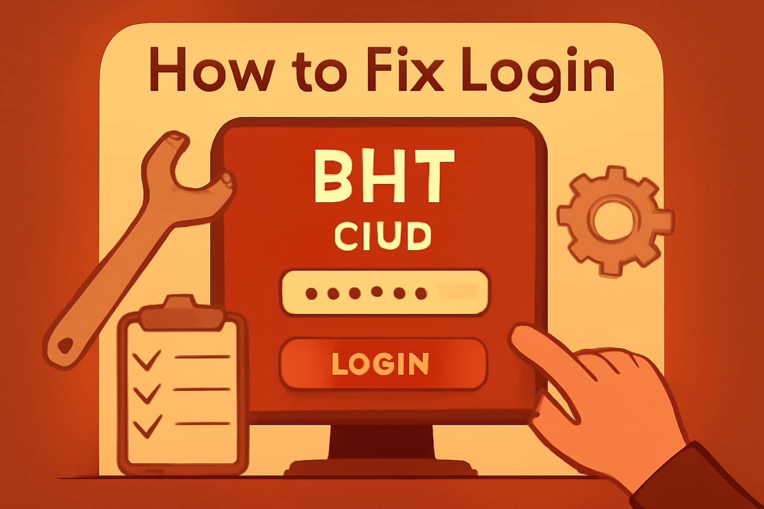 Informative scene illustrating login troubleshooting for BHT Club.