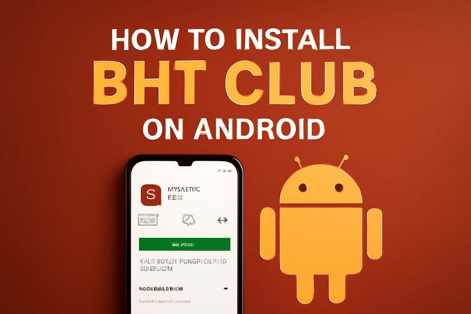 An informative graphic showcasing the installation process for BHT Club on Android.