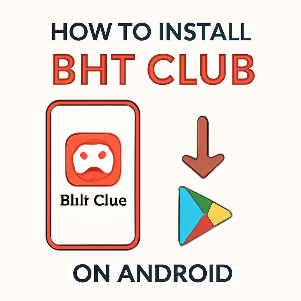 Illustration detailing the APK installation process for BHT Club on Android.