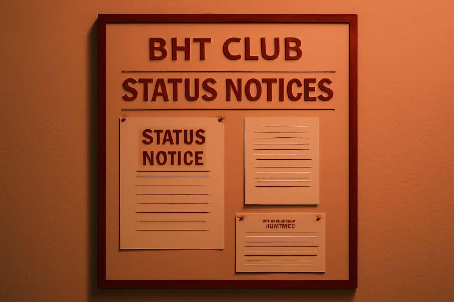 A visual representation of BHT Club Status Notices in a high-tech design.